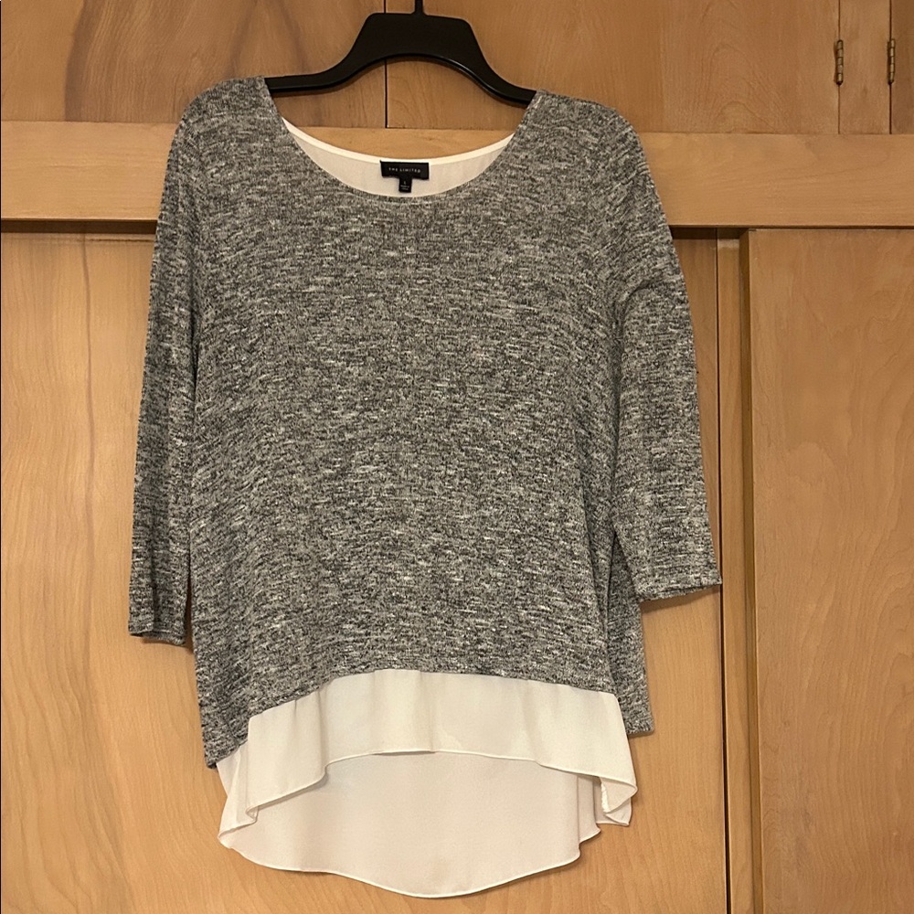 The Limited Heathered Gray and Cream Blouse